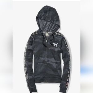 Pink Victoria Secret Sequin Bling Full Zip Camo Hoodie